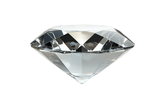 High-quality close-up image of a sparkling diamond with brilliant cut, showcasing clarity and elegance, isolated on a transparent background. png