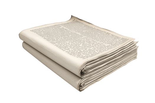 Folded newspaper isolated on transparent background. Ideal for articles on news, media, journalism, or vintage print. png
