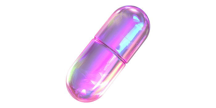 Transparent iridescent capsule isolated on transparent background png