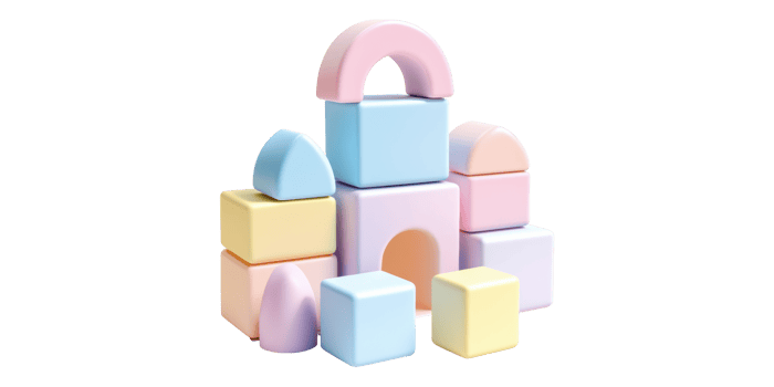 Colorful building blocks stack isolated on transparent background png