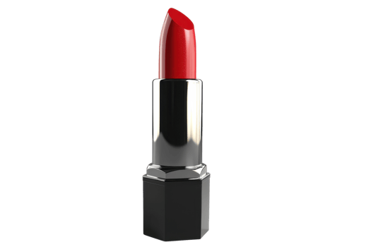 Red lipstick with a shiny black casing, perfect for adding a touch of glamour to your look. Ideal for fashion and beauty imagery. png