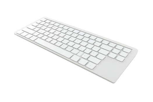 Sleek white wireless keyboard on isolated transparent background. ideal for modern office setups and tech-related projects. png