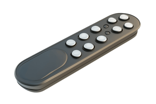 Sleek black remote control with buttons for electronic devices. Modern design, isolated on transparent background. Minimalistic and efficient technology. png