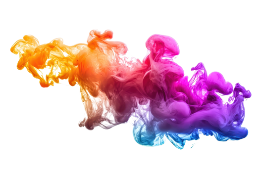 Vibrant swirl of colorful ink in water, creating a mesmerizing abstract cloud against a transparent background. Perfect for artistic and creative designs. png
