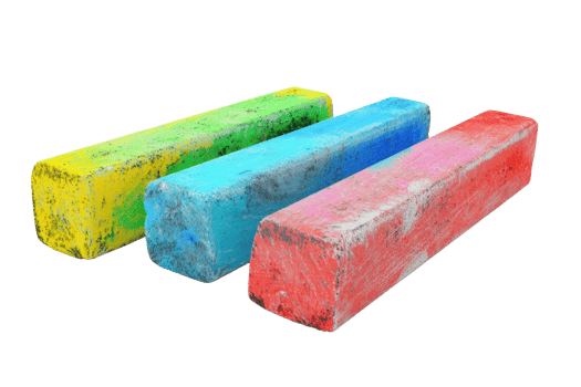 Three colorful chalk sticks in yellow, blue, and red on a transparent background. perfect for art and education themes. png