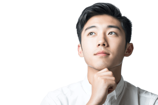 Young man pondering an idea with a thoughtful expression, isolated on transparent background. Concept of thinking, decision making, and innovation. png