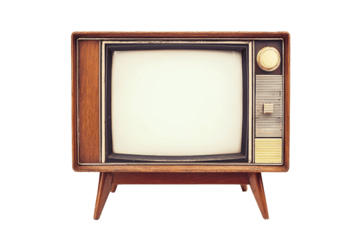 Vintage wooden television set from the mid-20th century. Retro design with dials and an antenna, isolated on a transparent background. png