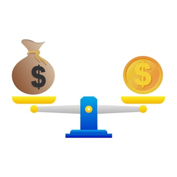 Scales isolated with money. illustration vector
