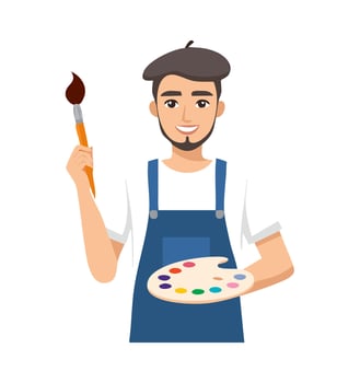 Artist Holding a paintbrush and palette vector