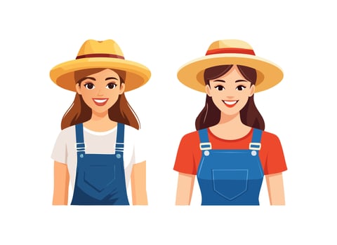 Farmer Wearing overalls and a straw hat vector