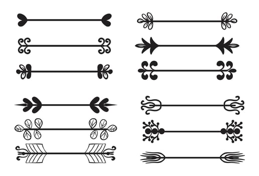 Vintage border set. Elegant plant ornament icon vector