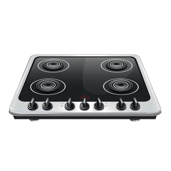 Modern Four Burner Electric Glass Top Stovetop Kitchen Appliance png