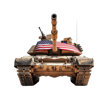 American Tank with Flag Patriotism Military Power Weaponry, png
