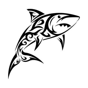 Shark tribal minimal tattoo design. vector