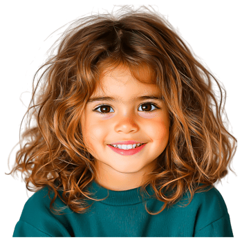 Smiling Child with Curly Hair in Casual Attire png