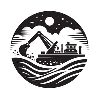Modern Dredger Silhouette Vectors Illustrations Pack