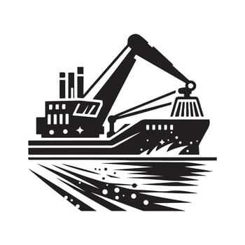 Dredger Silhouette Vectors Illustration for Posters and Ads