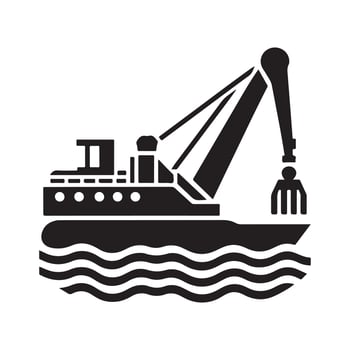 Simple Dredger Silhouette Vectors Illustrations for Download