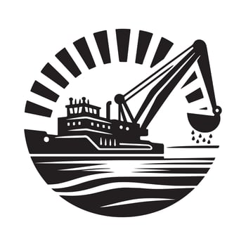 Bold Dredger Silhouette Vectors Illustrations for Branding