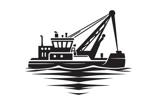 Marine Dredger Silhouette Vectors Graphics for Commercial Use