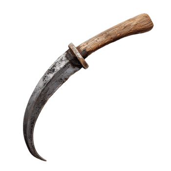 Ancient Curved Dagger with Wooden Handle Rustic Weapon Relic png