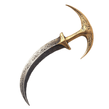 Ancient Curved Dagger Golden Hilt Metal Weaponry, png