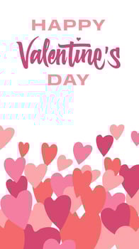 Celebrate love with this handwritten Valentine's Day card template, featuring hearts and romantic accents in red and purple tones, perfect for invitations or posts vector