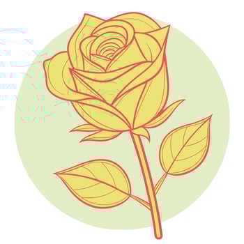 Elegant Yellow Rose Line Art Botanical Illustration Design vector