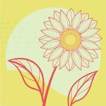 Summer Sunflower Bloom Line Art Floral Design Illustration vector