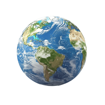 Earth globe view continents oceans clouds weather png
