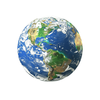 Earth Globe View North and South America Clouds Ocean png