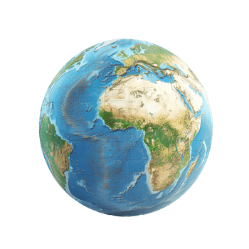 Detailed Earth Globe Africa Centered Global View World Map png