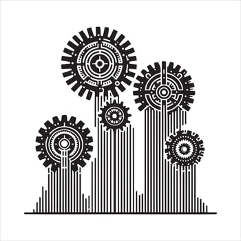 Gears silhouette on white background vector