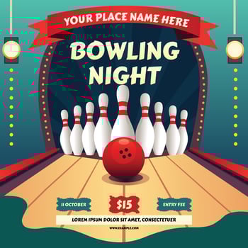 Illustration of bowling night poster banner template design vector