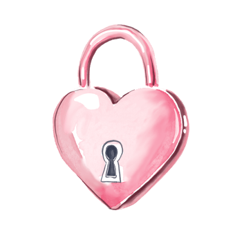 Heart-shaped padlock. Watercolor illustration png
