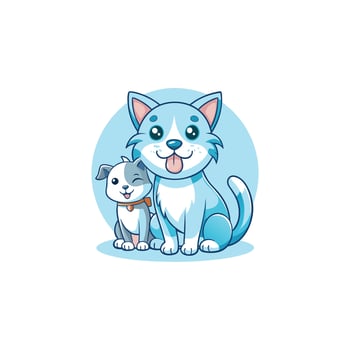 Cute Dog Licking Cat Cartoon Icon Illustration. Animal Nature Icon Concept Isolated Premium vector