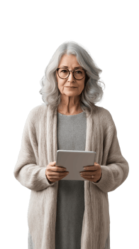 Senior Woman Using a Tablet, Isolated on Transparent Background png