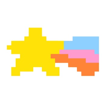 Cute Pastel Illustration Kawaii Pixel Shooting Star Sticker vector