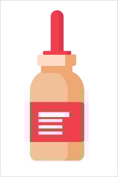 Dropper bottle with an illustration with a red label vector