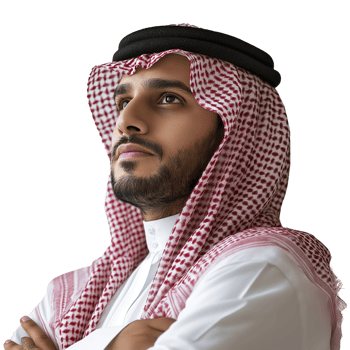 Side View Portrait of a Thoughtful Saudi Man, Isolated on Transparent Background png