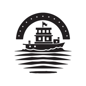 Towboat Silhouette Vectors for River and Harbor Graphics