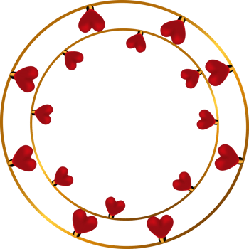 Round gold frame with hearts. png