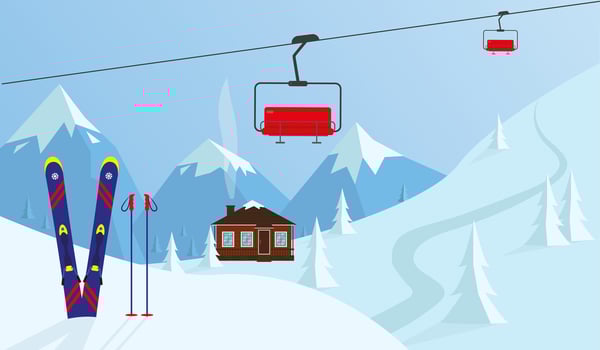 Mountain landscape. Winter sport illustration. vector