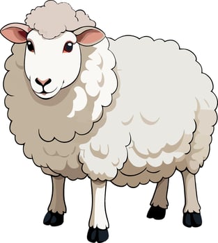 Smiling sheep standing on white background vector