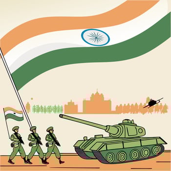 Indian Military Parade with National Flag, Celebrating a National Event vector
