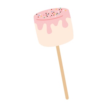 Delicious Marshmallows Covered with Chocolate pink on Sticks vector