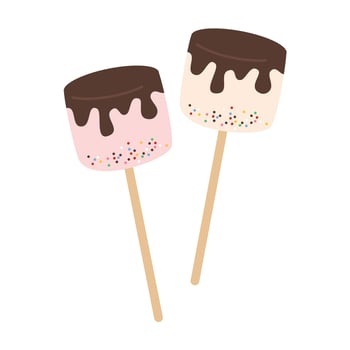 Marshmallows on Stick and Chocolate illustration vector