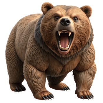 Roaring Grizzly Bear Isometric Render png
