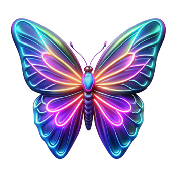 Neon Butterfly Glowing Wings png