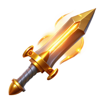 Flaming Gold Sword Fantasy Weapon png